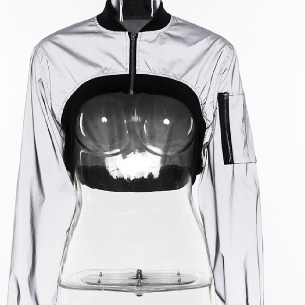 High-low Re-Flex crop jacket - Picture 6 of 8